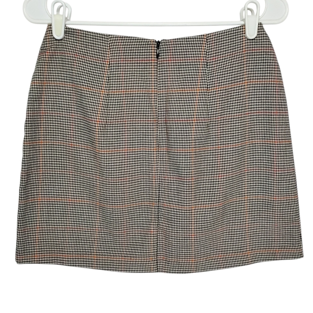 2474 * Forever 21 Contemporary Houndstooth Print Mini Skirt Black White Size S - Picture 2 of 8